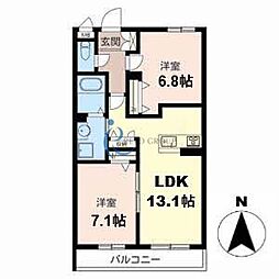 シャーメゾンリバーサイド 2LDKの間取図画像