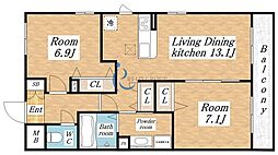 シャーメゾンリバーサイド 2LDKの間取図画像