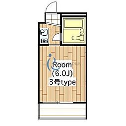 杭全ダイヤモンドライフ 1Kの間取図画像