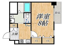 グローハイツ平野本町 1Kの間取図画像