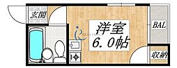グレースハイツ城南 ワンルームの間取図画像