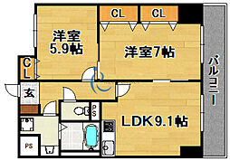 グランデュール林寺 2LDKの間取図画像