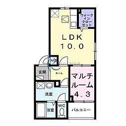 ハートウェル 1LDKの間取図画像