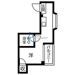 エホール東田辺 ワンルームの間取図画像