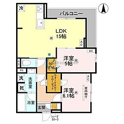 トリシア今川 2LDKの間取図画像