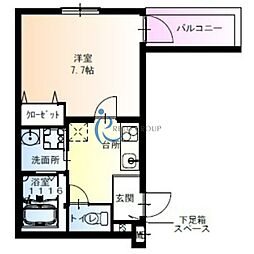 フジパレス桑津5番館 1Kの間取図画像