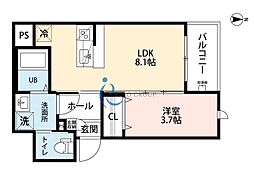 robot home 平野 1LDKの間取図画像