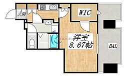 グローハイツ平野本町 1Kの間取図画像