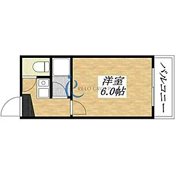 オーキッドコート田辺 1Kの間取図画像