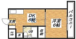 リベラルパレス平野 1DKの間取図画像