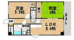 ヴィラシャトー 2LDKの間取図画像