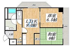 ヴィラシャトー 2LDKの間取図画像