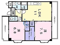 アインス・ブルグ巽東 2LDKの間取図画像