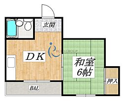 グランドハイツ加美東 1DKの間取図画像