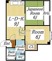 日栄ビル3号館 2LDKの間取図画像