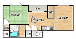 第3タナックマンション 2DKの間取図画像