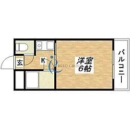 パールハイム駒川 1Kの間取図画像