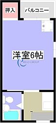 プレアール平野西 1Kの間取図画像