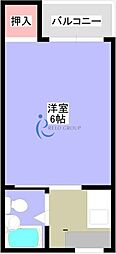 プレアール平野西 1Kの間取図画像