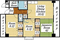 エレガンス巽 3LDKの間取図画像