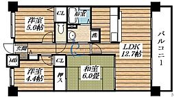 アレフ長吉 3LDKの間取図画像