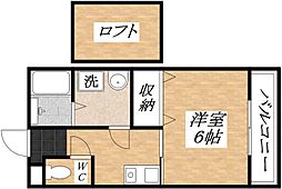 ブリリアント・コア 1Kの間取図画像