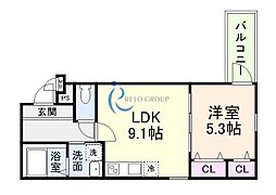 大阪市東住吉区鷹合1丁目アパート 1LDKの間取図画像