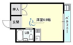 シャトー第2平野 ワンルームの間取図画像