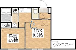フジパレス平野西 1LDKの間取図画像