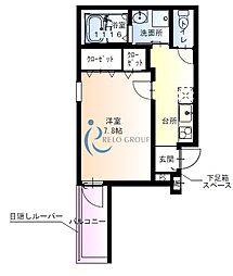 フジパレス平野上町ウエスト 1Kの間取図画像