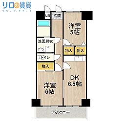 デイグラン長居公園 2DKの間取図画像