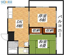 ロンドンハイツ平野 2LDKの間取図画像