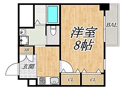 グローハイツ平野本町 1Kの間取図画像