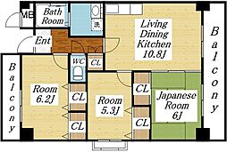 エレガンス巽 3LDKの間取図画像