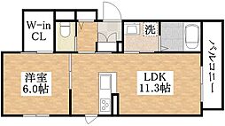 シャーメゾン背戸口 1LDKの間取図画像