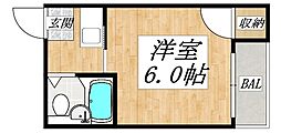 ドゥエール平野 1Kの間取図画像