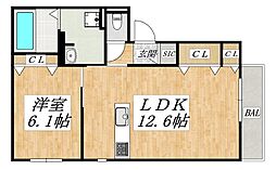 ハイムメゾン平野東 1LDKの間取図画像
