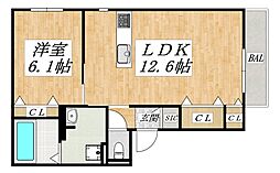 ハイムメゾン平野東 1LDKの間取図画像