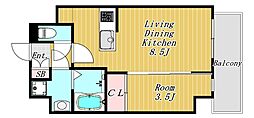 GrandPacific東今里Innovation 1LDKの間取図画像