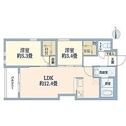 ウェルスクエア山坂 2LDKの間取図画像