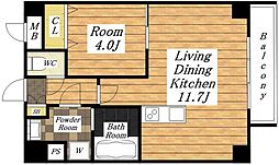 プランドール林寺 1LDKの間取図画像