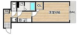 (仮称)REGIA衣摺 B棟 1Kの間取図画像