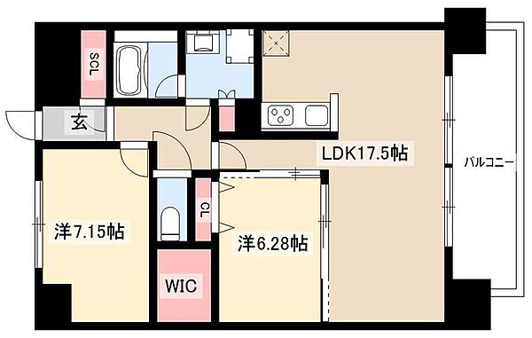 ラトゥール代官町WEST ｜愛知県名古屋市東区代官町(賃貸マンション2LDK・3階・67.60㎡)の写真 その2