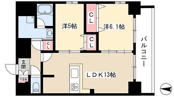 ベルルージュ中村公園 ｜愛知県名古屋市中村区香取町1丁目(賃貸マンション2LDK・9階・56.76㎡)の写真 その2