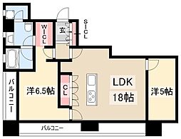 ラ・クール泉 11階2LDKの間取り