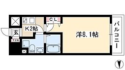 ASレジデンス上前津 2階1Kの間取り