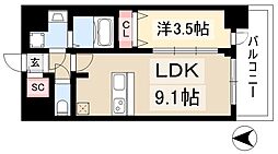 プレサンス葵デュリス 10階1LDKの間取り