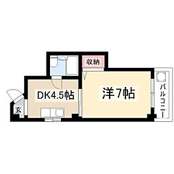 千早ハイリス 3階1DKの間取り