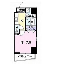 アゲート白壁 9階1Kの間取り