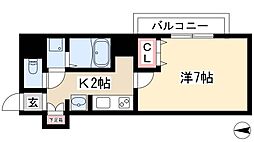 レジデンス名古屋千代田 8階1Kの間取り